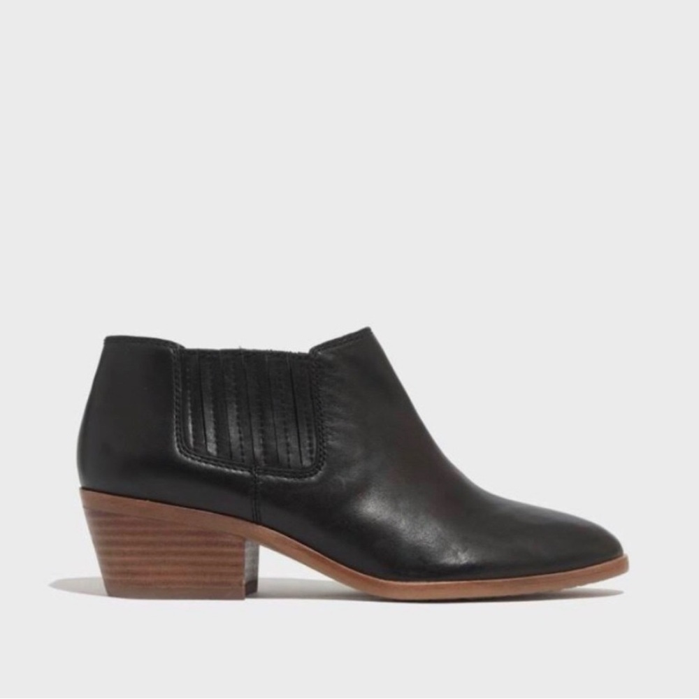 Madewell Sonia Short Chelsea Black Leather Ankle Boots